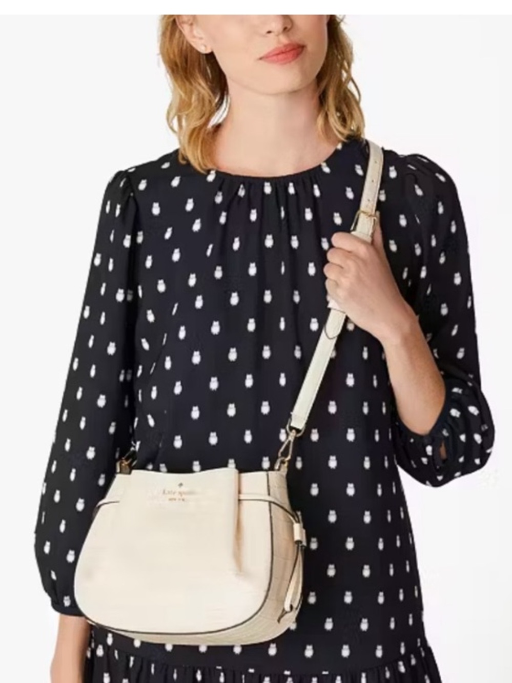 Kate Spade New York Dumpling Croc-Embossed Leather Crossbody Bag with wallet - Picture 2 of 13